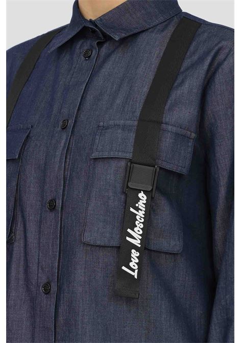 Camicia in jeans da donna love moschino con fibbie sul davanti LOVE MOSCHINO | WCE3681T174A005L