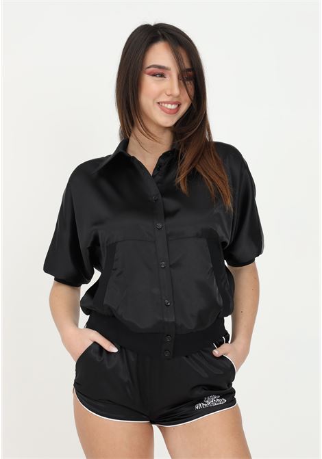 Camicia love moschino nero da donna a manica corta con ricamo logo sul retro LOVE MOSCHINO | Camicie | WCE4201S3797C74