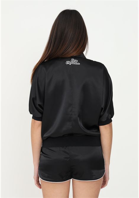 Camicia love moschino nero da donna a manica corta con ricamo logo sul retro LOVE MOSCHINO | WCE4201S3797C74