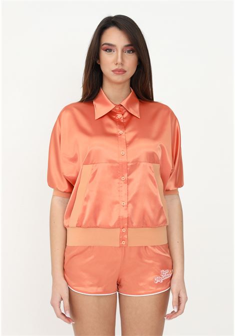 Camicia love moschino arancio da donna a manica corta con ricamo logo sul retro LOVE MOSCHINO | Camicie | WCE4201S3797L39