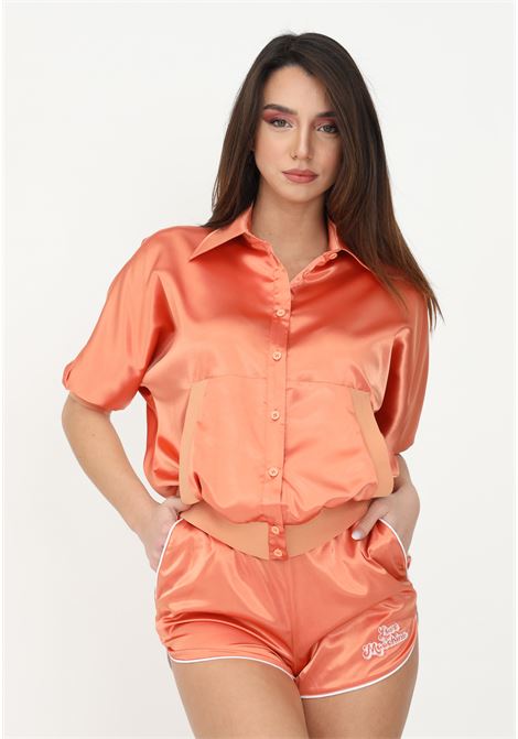 Camicia love moschino arancio da donna a manica corta con ricamo logo sul retro LOVE MOSCHINO | Camicie | WCE4201S3797L39