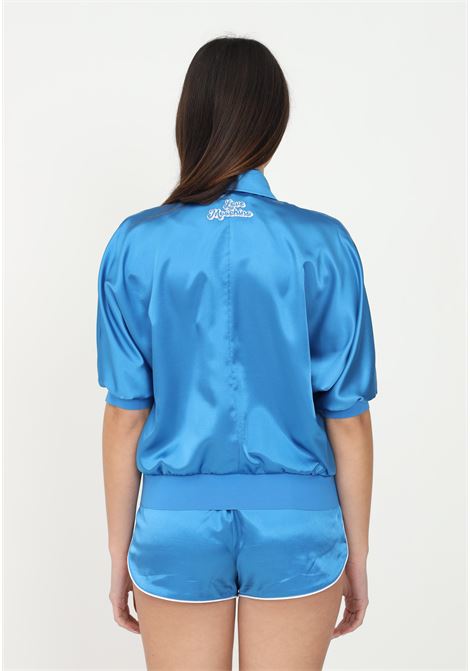 Camicia love moschino azzurro da donna a manica corta con ricamo logo sul retro LOVE MOSCHINO | WCE4201S3797Y14