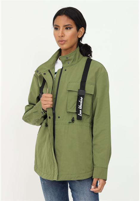 Green women's jacket by love moschino, adjustable model with drawstring at the waist LOVE MOSCHINO | Jackets | WJ21401T248AR48