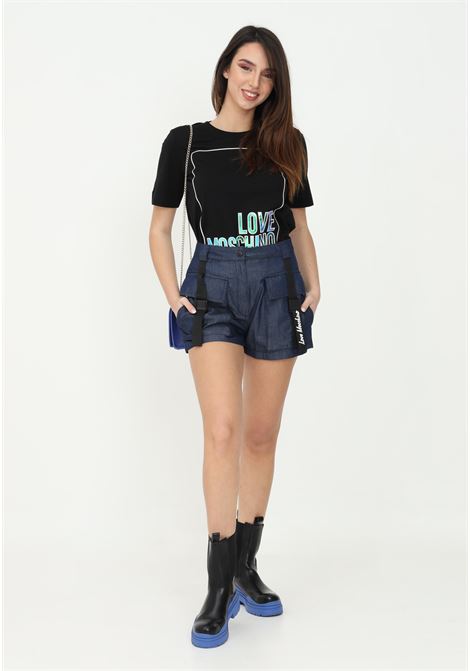 Denim women's shorts by love moschino with buckles on the front LOVE MOSCHINO | Shorts | WO17080T174A005L