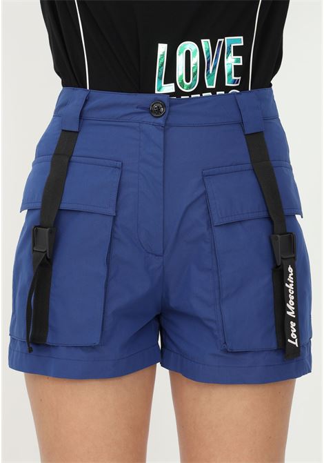 Shorts blu da donna love moschino con tasconi frontali LOVE MOSCHINO | Shorts | WO17080T245AY56