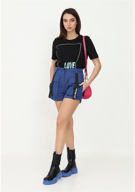 Blue women's shorts by love moschino with pockets on the front LOVE MOSCHINO | WO17080T245AY56