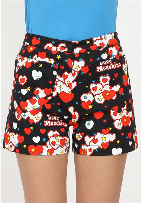 Shorts multicolor da donna con tasche sul davanti LOVE MOSCHINO | WO18200S38290013