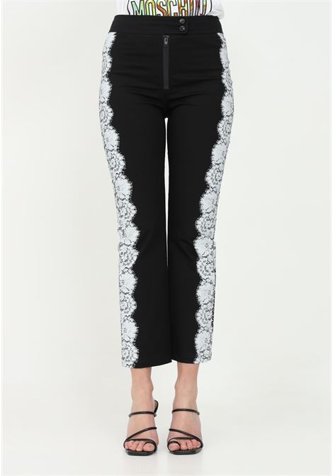 Black women's trousers by love moschino with embroidery print on the sides LOVE MOSCHINO | Pants | WPA7801S3710C74
