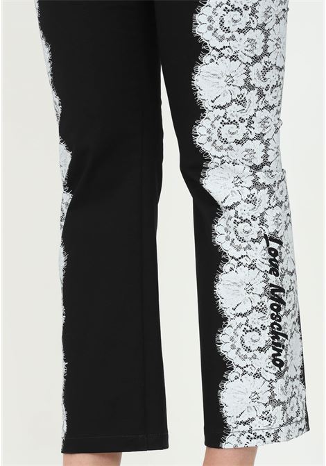 Pantaloni love moschino nero da donna con stampa ricamo ai lati LOVE MOSCHINO | Pantaloni | WPA7801S3710C74