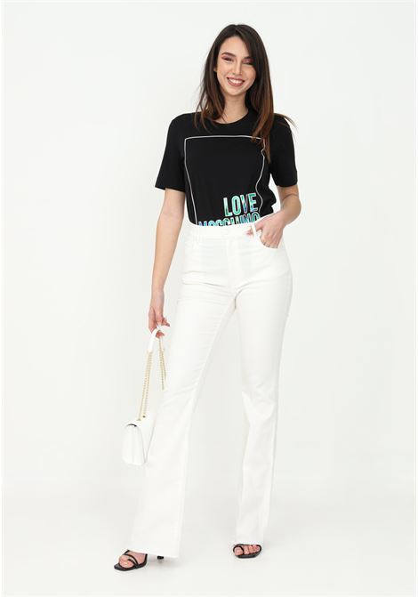 White women's trousers by love moschino with wide bottom LOVE MOSCHINO | WQ46881S3633927W