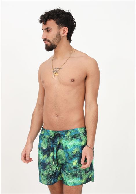 Green men's sea shorts in Green Tropic pattern 4GIVENESS | Beachwear | FGBM2626GREEN TOPIC
