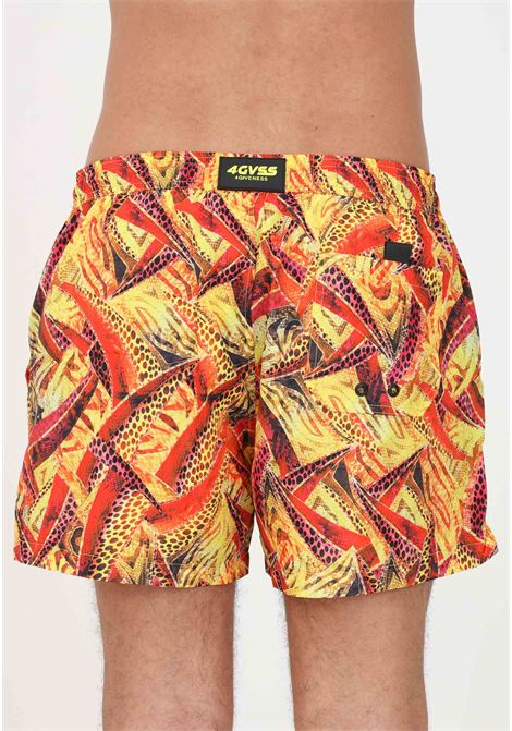 Orange men's beach shorts with Party Zebra pattern 4GIVENESS | Beachwear | FGBM2654PARTY ZEBRA