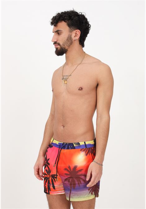 Multicolor men's beach shorts in sunset block pattern 4GIVENESS | Beachwear | FGBM2670SUNSET BLOCK