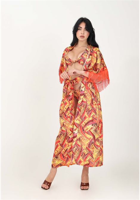 Kimono arancione da donna con fantasia Party Zebra 4GIVENESS | Fuoriacqua | FGCW2413200