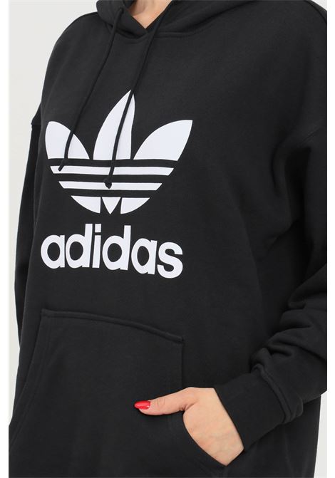 Felpa hoodie adidas adicolor trefoil da donna nera con cappuccio ADIDAS | FM3307.