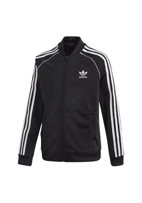 Black sweatshirt for boys and girls with zip and trefoil logo ADIDAS | GE1974.
