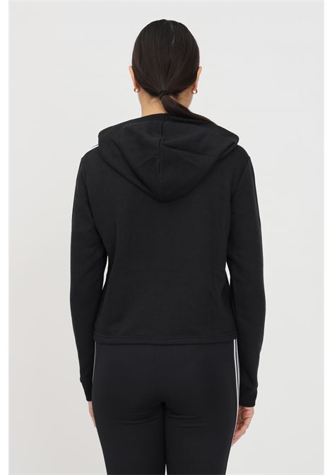 Essentials 3 stripes cropped black hoodie for women ADIDAS | GM5582.