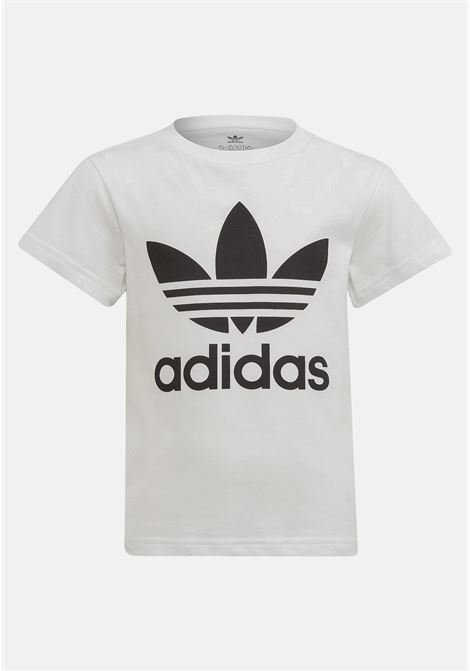 T-shirt sportiva bianca per bambino e bambina con stampa logo Trefoil ADIDAS | T-shirt | H25246.