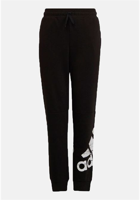 Black sporty trousers for girls and boys with maxi logo print ADIDAS | Pants | HA4008.