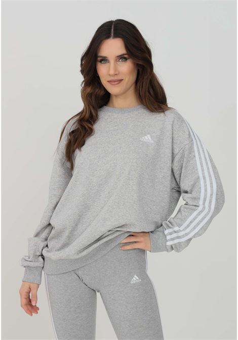 Essentials studio lounge 3-stripes gray sweatshirt for women ADIDAS | HC9126.