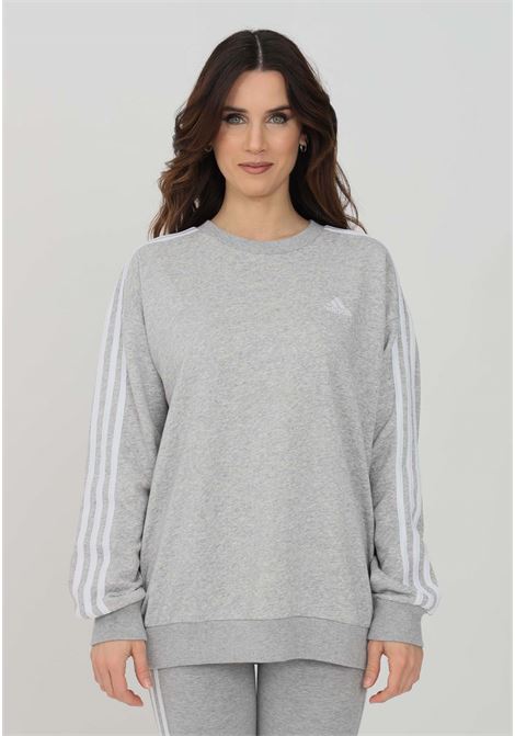 Essentials studio lounge 3-stripes gray sweatshirt for women ADIDAS | HC9126.