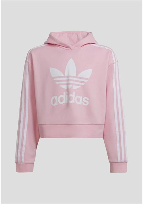 Girls pink hooded crop sweatshirt ADIDAS | HD2008.