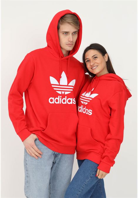 Unisex red adicolor classics trefoil hoodie ADIDAS | Sweatshirt | HE9500.