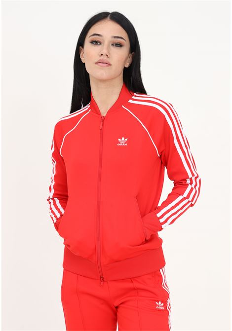 Sporty red Vivid Red Track Jacket sweatshirt with zip ADIDAS | HE9562.