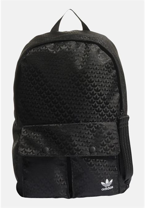 Black backpack for men and women with clovers monogram print ADIDAS | Backpack | HK0131.