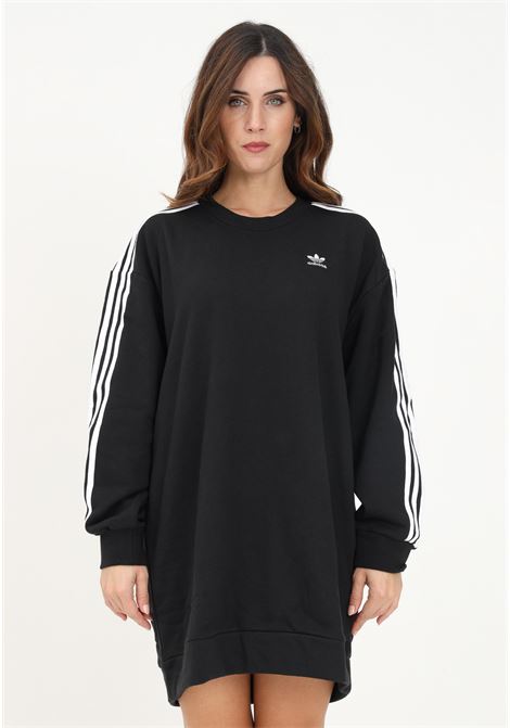 Black short dress for women with logo and 3 stripes ADIDAS | HM4688.