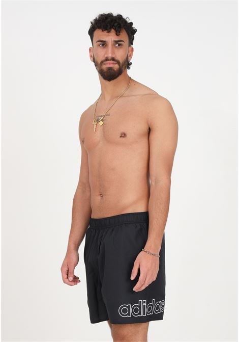 Black men's swim shorts with logo lettering print ADIDAS | Beachwear | HT2123.