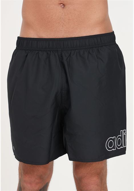 Shorts mare nero da uomo con stampa logo lettering ADIDAS | Beachwear | HT2123.