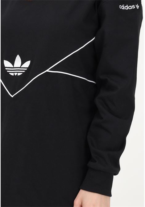 Women's black crewneck sweatshirt with Trefoil logo embroidery ADIDAS | IB5748.