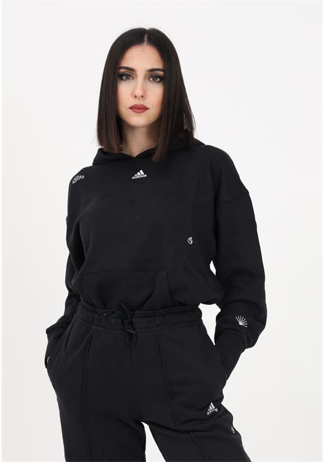 Women's black hooded sweatshirt embellished with crystal graphics ADIDAS | IC0803.