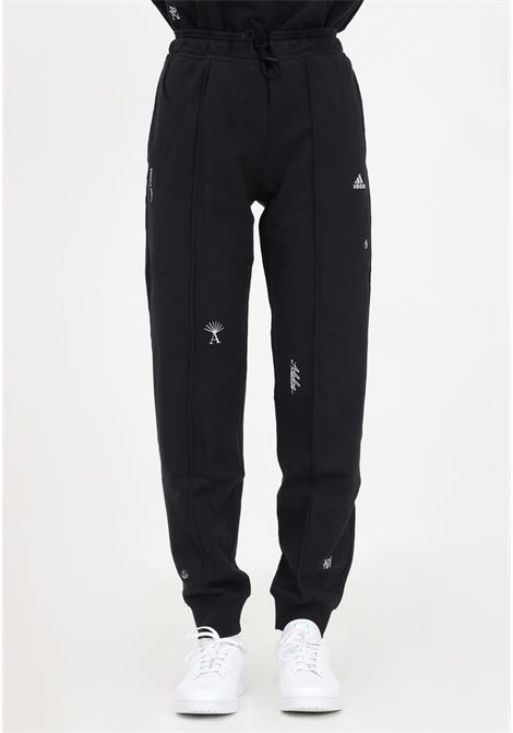 Black sporty trousers for women with logo embroidery ADIDAS | IC0806.