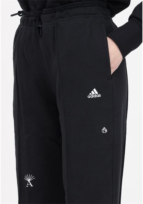 Black sporty trousers for women with logo embroidery ADIDAS | IC0806.