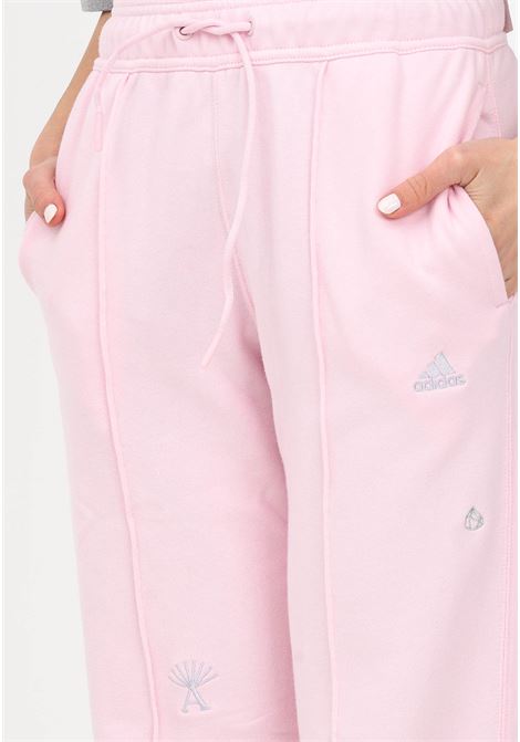 Pink sporty trousers for women with logo embroidery ADIDAS | IC0807.