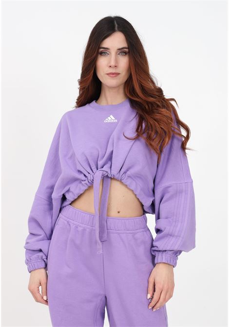 Women's Dance Cropped Versatile Purple Crew Neck Sweatshirt ADIDAS | IC6685.