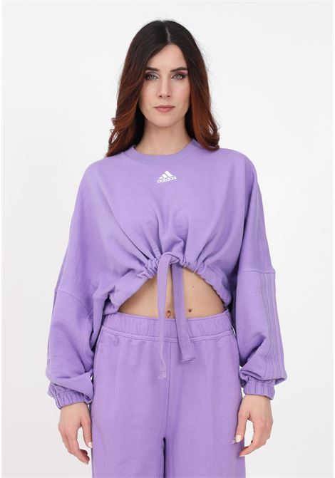 Women's Dance Cropped Versatile Purple Crew Neck Sweatshirt ADIDAS | IC6685.