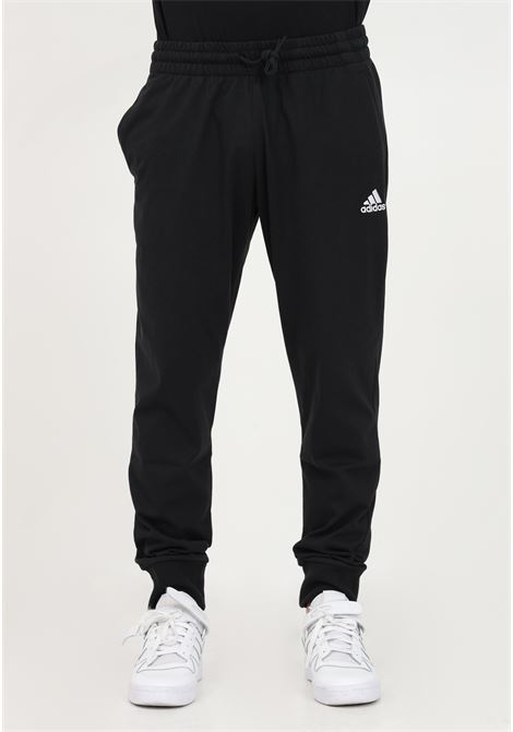 Men's Essentials Single Jersey Tapered Cuff Black Sweatpants ADIDAS | IC9417.