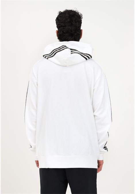 Men's Essentials French Terry 3-Stripes Full-Zip White Zip Up Sweatshirt ADIDAS | IC9836.
