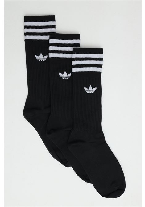 Set da tre paia di calze nere per uomo e donna con ricamo logo e 3stripes ADIDAS | Calzini | S21490.