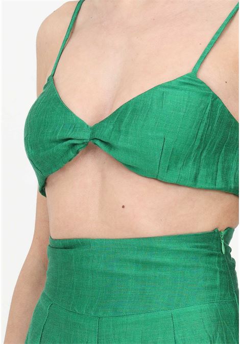 Top casual verde da donna in lino goffrato AKEP | Top | CNKD01112VERDE