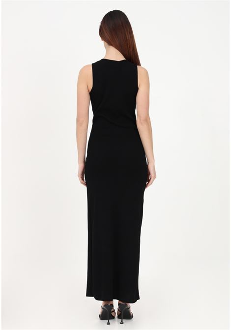 Women's long black dress with square necklines AKEP | VSKD01085NERO