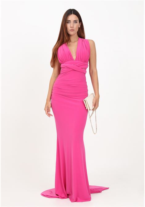 Long fuchsia dress for women with bands that can be knotted in various ways ALMA SANCHEZ | Dress | ALTEA-ELFUXIA
