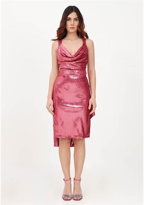 Short fuchsia dress for women with removable tail ALMA SANCHEZ | Dress | ARIELLE-PTFUCSIA