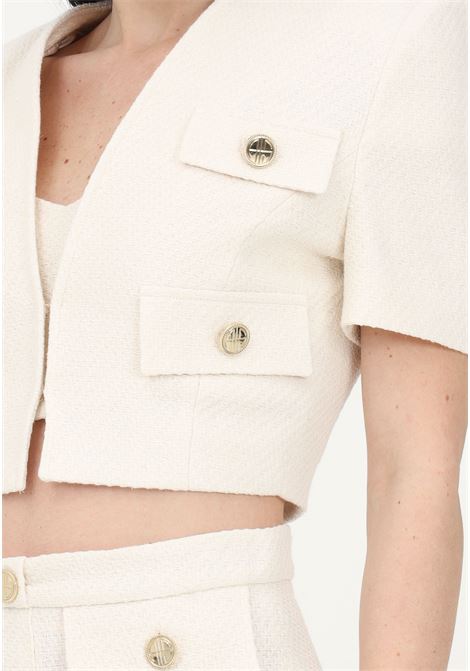 Elegant butter white women's jacket with logoed buttons ALMA SANCHEZ | Blazer | JENNA-CHBURRO
