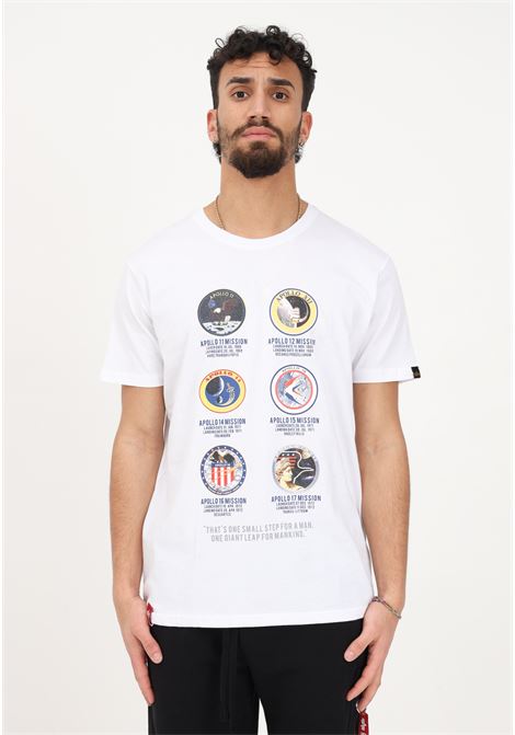 T-shirt casual bianca da uomo con stampa frontale ALPHA INDUSTRIES | T-shirt | 10652109