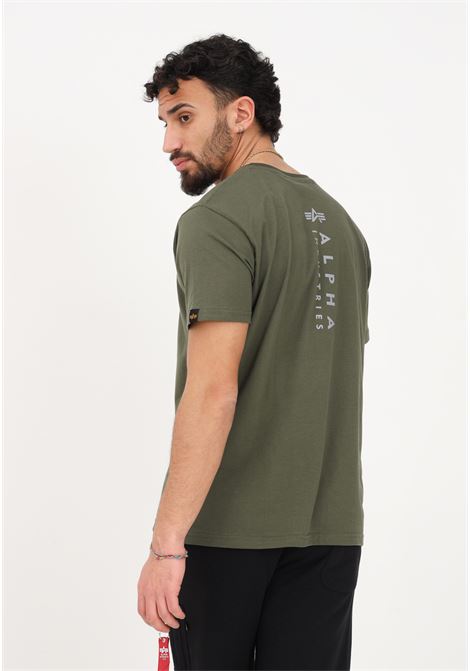 T-shirt casual verde da uomo con maxi stampa logo sul retro ALPHA INDUSTRIES | T-shirt | 118536257