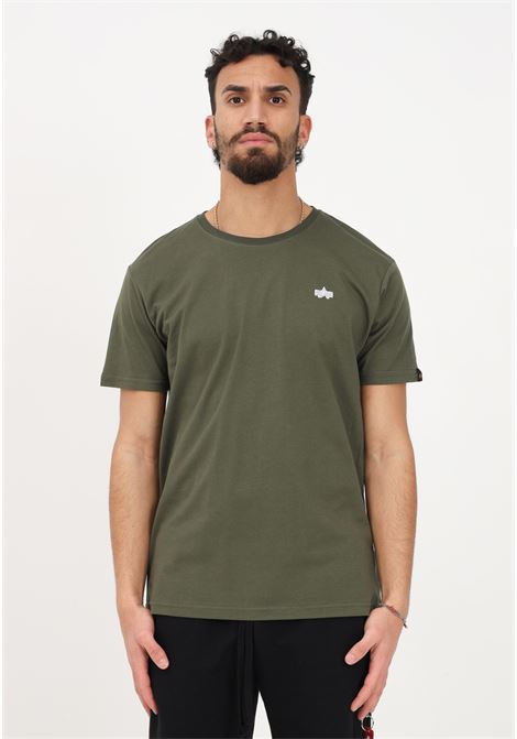 T-shirt casual verde da uomo con maxi stampa logo sul retro ALPHA INDUSTRIES | T-shirt | 118536257